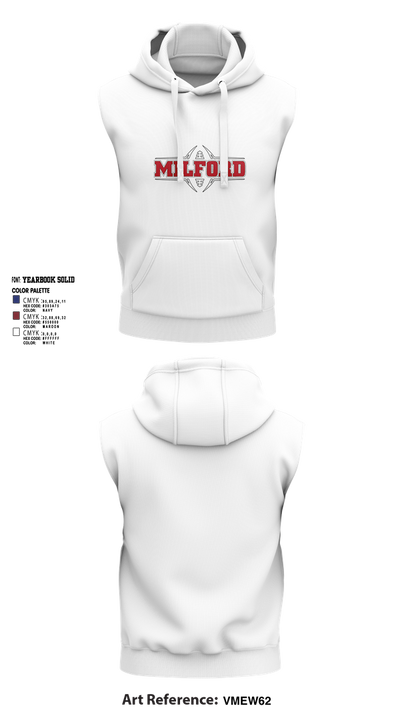 Milford Eagles Pop Warner Football and Cheer 85500081 Sleeveless Hoodie - 6
