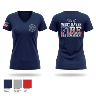 Womens Short Sleeve Vneck Shirt, City of West Haven Fire Department, Fire Department, Teamtime, Team time, sublimation, custom sports apparel, team uniforms, spirit wear, spiritwear, sports uniforms, custom shirts, team store, custom team store, fundraiser sports, apparel fundraiser