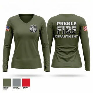 Womens Long Sleeve Vneck Shirt, Preble Fire and Rescue, Fire Department, Teamtime, Team time, sublimation, custom sports apparel, team uniforms, spirit wear, spiritwear, sports uniforms, custom shirts, team store, custom team store, fundraiser sports, apparel fundraiser