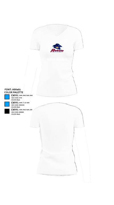 Rebels Baseball 42596787 Women's Short Sleeve V-neck Shirt - 18