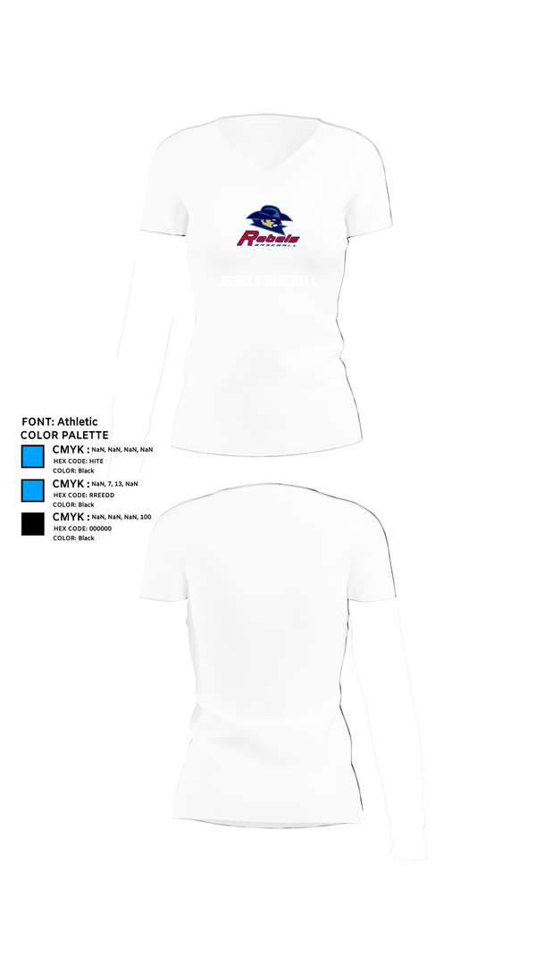 Womens Short Sleeve Vneck Shirt, Rebels Baseball, Baseball, Teamtime, Team time, sublimation, custom sports apparel, team uniforms, spirit wear, spiritwear, sports uniforms, custom shirts, team store, custom team store, fundraiser sports, apparel fundraiser