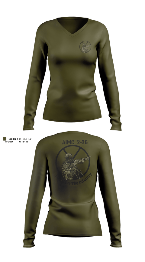 Womens Long Sleeve Vneck Shirt, AIMC 2-26, Marines, Teamtime, Team time, sublimation, custom sports apparel, team uniforms, spirit wear, spiritwear, sports uniforms, custom shirts, team store, custom team store, fundraiser sports, apparel fundraiser