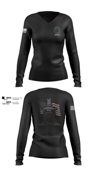 Womens Long Sleeve Vneck Shirt, 117th Intel Squadron, Air Force, Teamtime, Team time, sublimation, custom sports apparel, team uniforms, spirit wear, spiritwear, sports uniforms, custom shirts, team store, custom team store, fundraiser sports, apparel fundraiser