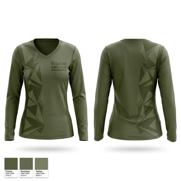 Womens Long Sleeve Vneck Shirt, Wildcat service coordination, , Teamtime, Team time, sublimation, custom sports apparel, team uniforms, spirit wear, spiritwear, sports uniforms, custom shirts, team store, custom team store, fundraiser sports, apparel fundraiser