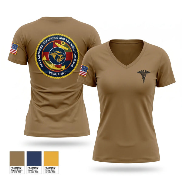 Womens Short Sleeve Vneck Shirt, MCAS Medical, Navy, Teamtime, Team time, sublimation, custom sports apparel, team uniforms, spirit wear, spiritwear, sports uniforms, custom shirts, team store, custom team store, fundraiser sports, apparel fundraiser
