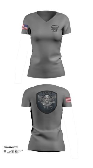 Womens Short Sleeve Vneck Shirt, Tampa SWAT, Police, Teamtime, Team time, sublimation, custom sports apparel, team uniforms, spirit wear, spiritwear, sports uniforms, custom shirts, team store, custom team store, fundraiser sports, apparel fundraiser