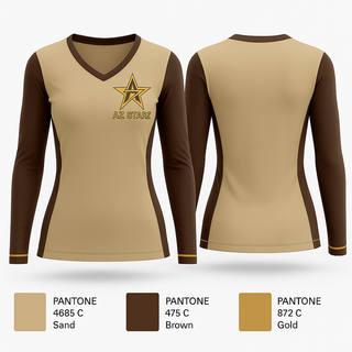Womens Long Sleeve Vneck Shirt, AZ STARZ, Baseball, Teamtime, Team time, sublimation, custom sports apparel, team uniforms, spirit wear, spiritwear, sports uniforms, custom shirts, team store, custom team store, fundraiser sports, apparel fundraiser