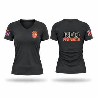 Womens Short Sleeve Vneck Shirt, Rome/Floyd Fire Department, Fire Department, Teamtime, Team time, sublimation, custom sports apparel, team uniforms, spirit wear, spiritwear, sports uniforms, custom shirts, team store, custom team store, fundraiser sports, apparel fundraiser