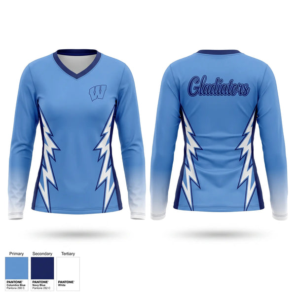 Womens Long Sleeve Vneck Shirt, Widefield Gladiators, Men's Basketball, Teamtime, Team time, sublimation, custom sports apparel, team uniforms, spirit wear, spiritwear, sports uniforms, custom shirts, team store, custom team store, fundraiser sports, apparel fundraiser