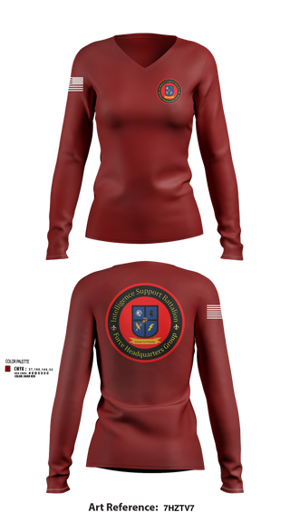Womens Long Sleeve Vneck Shirt, Intelligence Support Battalion, , Teamtime, Team time, sublimation, custom sports apparel, team uniforms, spirit wear, spiritwear, sports uniforms, custom shirts, team store, custom team store, fundraiser sports, apparel fundraiser
