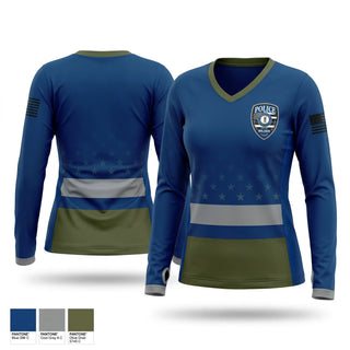 Womens Long Sleeve Vneck Shirt, Wilder Police Department, Police, Teamtime, Team time, sublimation, custom sports apparel, team uniforms, spirit wear, spiritwear, sports uniforms, custom shirts, team store, custom team store, fundraiser sports, apparel fundraiser