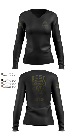 Womens Long Sleeve Vneck Shirt, Kemper County Sheriff’s Office, Police, Teamtime, Team time, sublimation, custom sports apparel, team uniforms, spirit wear, spiritwear, sports uniforms, custom shirts, team store, custom team store, fundraiser sports, apparel fundraiser