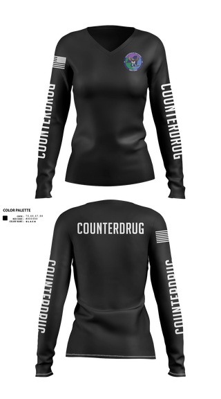 Womens Long Sleeve Vneck Shirt, New York Counterdrug Task Force, Police, Teamtime, Team time, sublimation, custom sports apparel, team uniforms, spirit wear, spiritwear, sports uniforms, custom shirts, team store, custom team store, fundraiser sports, apparel fundraiser