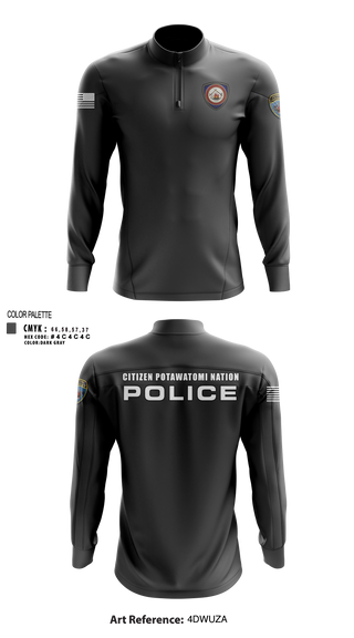 Quarter Zip Jacket, Citizen Pottawatomie nation Police Department, Police, Teamtime, Team time, sublimation, custom sports apparel, team uniforms, spirit wear, spiritwear, sports uniforms, custom shirts, team store, custom team store, fundraiser sports, apparel fundraiser
