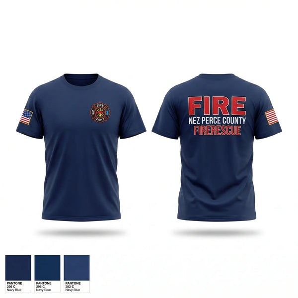 Old School Cotton Feel Shirt, Nez Perce County Fire, Fire Department, Teamtime, Team time, sublimation, custom sports apparel, team uniforms, spirit wear, spiritwear, sports uniforms, custom shirts, team store, custom team store, fundraiser sports, apparel fundraiser