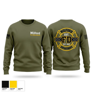 Crew Neck Sweatshirt, Milford fire department, Fire Department, Teamtime, Team time, sublimation, custom sports apparel, team uniforms, spirit wear, spiritwear, sports uniforms, custom shirts, team store, custom team store, fundraiser sports, apparel fundraiser