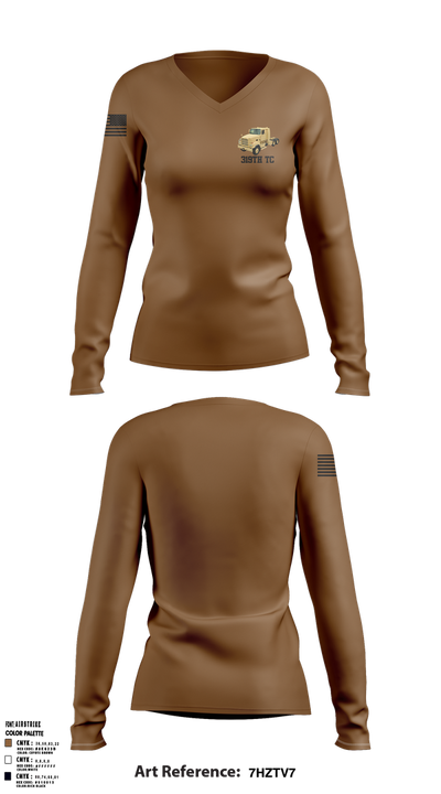 319th TC 85410339 Women's Long Sleeve V-neck Shirt - 1