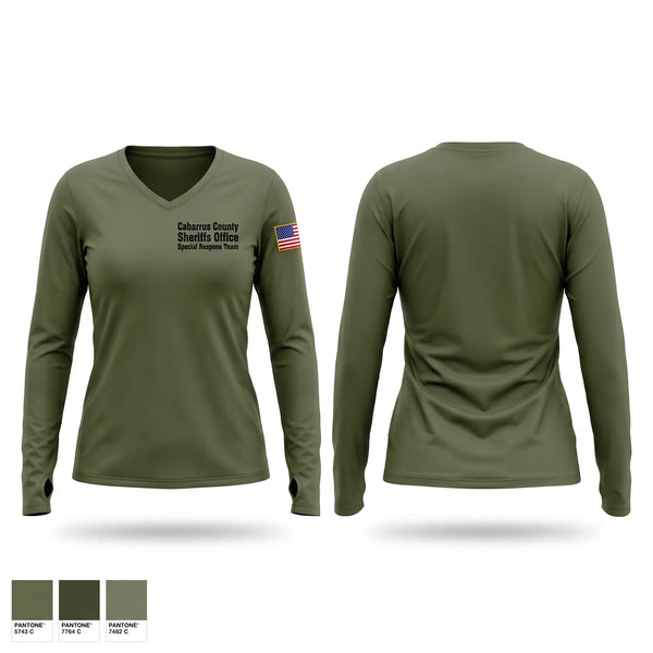 Womens Long Sleeve Vneck Shirt, Cabarrus County Sheriff's Office Special Respone Team, Police, Teamtime, Team time, sublimation, custom sports apparel, team uniforms, spirit wear, spiritwear, sports uniforms, custom shirts, team store, custom team store, fundraiser sports, apparel fundraiser