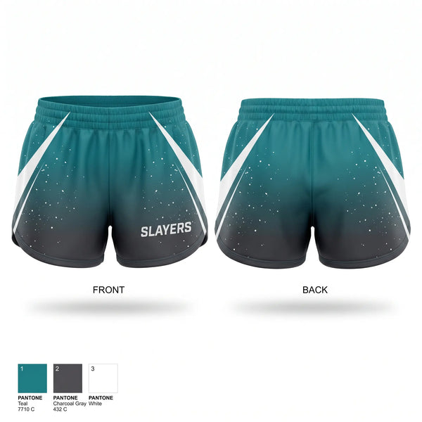 Womens Shorts, SLAYERS, Softball, Teamtime, Team time, sublimation, custom sports apparel, team uniforms, spirit wear, spiritwear, sports uniforms, custom shirts, team store, custom team store, fundraiser sports, apparel fundraiser