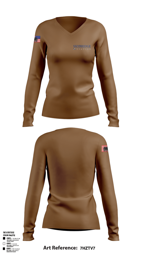 Womens Long Sleeve Vneck Shirt, SkyBridge Aviation, , Teamtime, Team time, sublimation, custom sports apparel, team uniforms, spirit wear, spiritwear, sports uniforms, custom shirts, team store, custom team store, fundraiser sports, apparel fundraiser