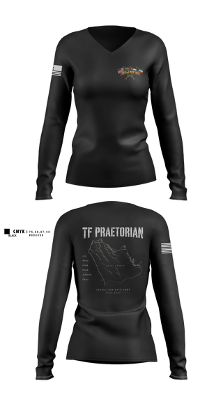 Womens Long Sleeve Vneck Shirt, 192nd MP BN, Army, Teamtime, Team time, sublimation, custom sports apparel, team uniforms, spirit wear, spiritwear, sports uniforms, custom shirts, team store, custom team store, fundraiser sports, apparel fundraiser