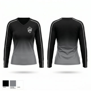 Womens Long Sleeve Vneck Shirt, SBF, Men's Basketball, Teamtime, Team time, sublimation, custom sports apparel, team uniforms, spirit wear, spiritwear, sports uniforms, custom shirts, team store, custom team store, fundraiser sports, apparel fundraiser