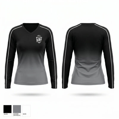 SBF 98096740 Women's Long Sleeve V-neck Shirt - 1
