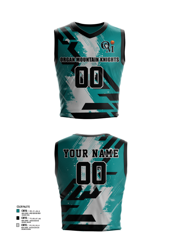 Mens Basketball Jersey, Organ Mountain Knights Basketball, Men's Basketball, Teamtime, Team time, sublimation, custom sports apparel, team uniforms, spirit wear, spiritwear, sports uniforms, custom shirts, team store, custom team store, fundraiser sports, apparel fundraiser