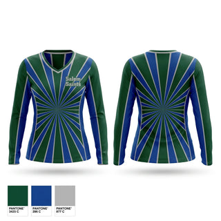 Womens Long Sleeve Vneck Shirt, Salem Saints, Spirit Store, Teamtime, Team time, sublimation, custom sports apparel, team uniforms, spirit wear, spiritwear, sports uniforms, custom shirts, team store, custom team store, fundraiser sports, apparel fundraiser