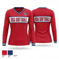 USA Softball of Alaska 90833867 Women's Long Sleeve V-neck Shirt - 1