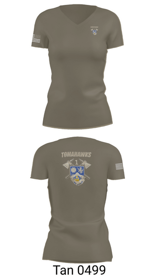 Womens Short Sleeve Vneck Shirt, TOMAHAWKS 1-23 IN, Army, Teamtime, Team time, sublimation, custom sports apparel, team uniforms, spirit wear, spiritwear, sports uniforms, custom shirts, team store, custom team store, fundraiser sports, apparel fundraiser