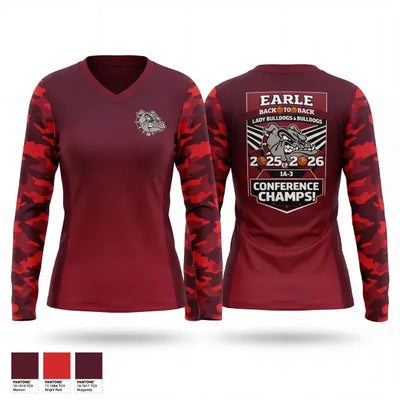 EARLE BULLDOGS 41399226 Women's Long Sleeve V-neck Shirt - 1