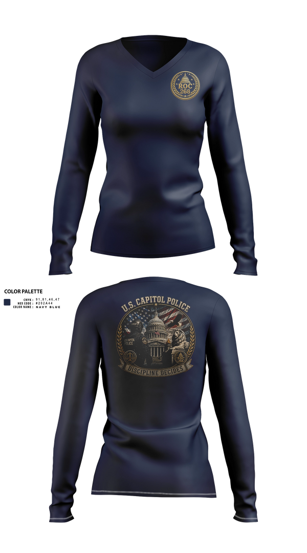 Womens Long Sleeve Vneck Shirt, USCP ROC 268, Police, Teamtime, Team time, sublimation, custom sports apparel, team uniforms, spirit wear, spiritwear, sports uniforms, custom shirts, team store, custom team store, fundraiser sports, apparel fundraiser