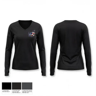 Womens Long Sleeve Vneck Shirt, Willard NJROTC, Navy, Teamtime, Team time, sublimation, custom sports apparel, team uniforms, spirit wear, spiritwear, sports uniforms, custom shirts, team store, custom team store, fundraiser sports, apparel fundraiser