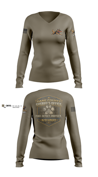 Womens Long Sleeve Vneck Shirt, Dane County K9, Police, Teamtime, Team time, sublimation, custom sports apparel, team uniforms, spirit wear, spiritwear, sports uniforms, custom shirts, team store, custom team store, fundraiser sports, apparel fundraiser