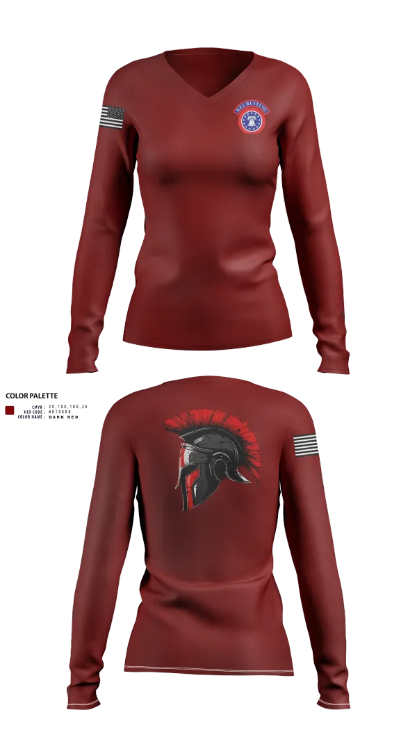 Womens Long Sleeve Vneck Shirt, , Army, Teamtime, Team time, sublimation, custom sports apparel, team uniforms, spirit wear, spiritwear, sports uniforms, custom shirts, team store, custom team store, fundraiser sports, apparel fundraiser