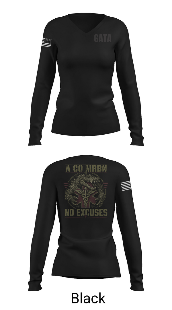 Womens Long Sleeve Vneck Shirt, MRBN -A Co, Army, Teamtime, Team time, sublimation, custom sports apparel, team uniforms, spirit wear, spiritwear, sports uniforms, custom shirts, team store, custom team store, fundraiser sports, apparel fundraiser