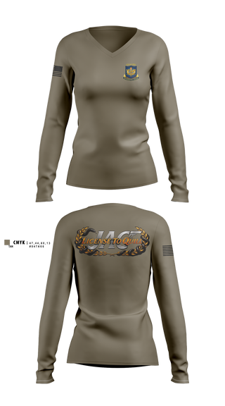 Womens Long Sleeve Vneck Shirt, TJAGCLS, Army, Teamtime, Team time, sublimation, custom sports apparel, team uniforms, spirit wear, spiritwear, sports uniforms, custom shirts, team store, custom team store, fundraiser sports, apparel fundraiser