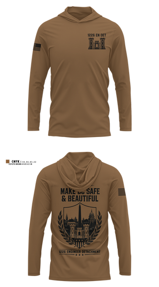 Long Sleeve Performance Shirt with hood, 1226 EN DET, National Guard, Teamtime, Team time, sublimation, custom sports apparel, team uniforms, spirit wear, spiritwear, sports uniforms, custom shirts, team store, custom team store, fundraiser sports, apparel fundraiser