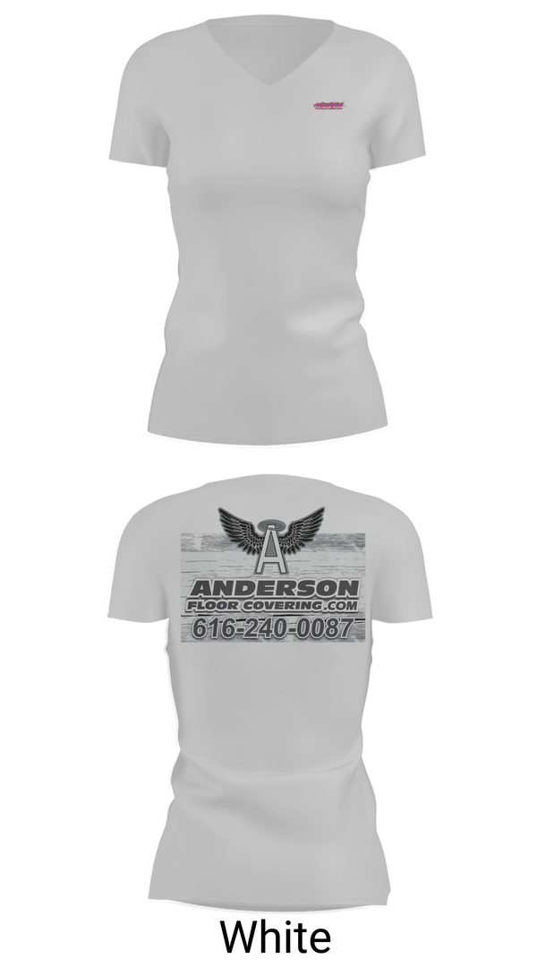 Womens Short Sleeve Vneck Shirt, Anderson Floor Covering, , Teamtime, Team time, sublimation, custom sports apparel, team uniforms, spirit wear, spiritwear, sports uniforms, custom shirts, team store, custom team store, fundraiser sports, apparel fundraiser