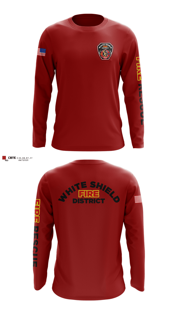 Long Sleeve Performance Shirt, White Shield Fire Department, Fire Department, Teamtime, Team time, sublimation, custom sports apparel, team uniforms, spirit wear, spiritwear, sports uniforms, custom shirts, team store, custom team store, fundraiser sports, apparel fundraiser