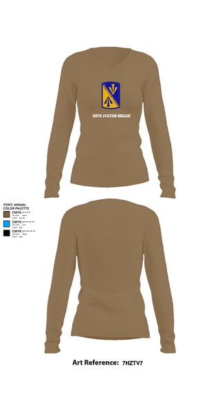 Womens Long Sleeve Vneck Shirt, 128th Aviation Brigade, Army, Teamtime, Team time, sublimation, custom sports apparel, team uniforms, spirit wear, spiritwear, sports uniforms, custom shirts, team store, custom team store, fundraiser sports, apparel fundraiser