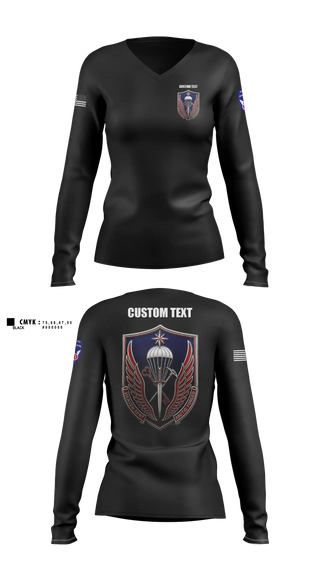 Womens Long Sleeve Vneck Shirt, 11th ADSB, Army, Teamtime, Team time, sublimation, custom sports apparel, team uniforms, spirit wear, spiritwear, sports uniforms, custom shirts, team store, custom team store, fundraiser sports, apparel fundraiser