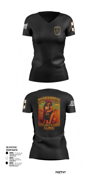 Womens Short Sleeve Vneck Shirt, SCC 10th Field Hospital, , Teamtime, Team time, sublimation, custom sports apparel, team uniforms, spirit wear, spiritwear, sports uniforms, custom shirts, team store, custom team store, fundraiser sports, apparel fundraiser