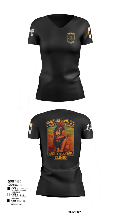 SCC 10th Field Hospital 86139824 Women's Short Sleeve V-neck Shirt - 101