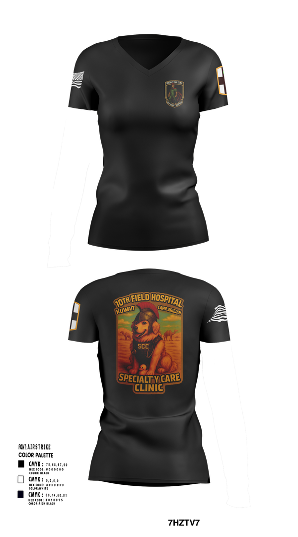 Womens Short Sleeve Vneck Shirt, SCC 10th Field Hospital, , Teamtime, Team time, sublimation, custom sports apparel, team uniforms, spirit wear, spiritwear, sports uniforms, custom shirts, team store, custom team store, fundraiser sports, apparel fundraiser