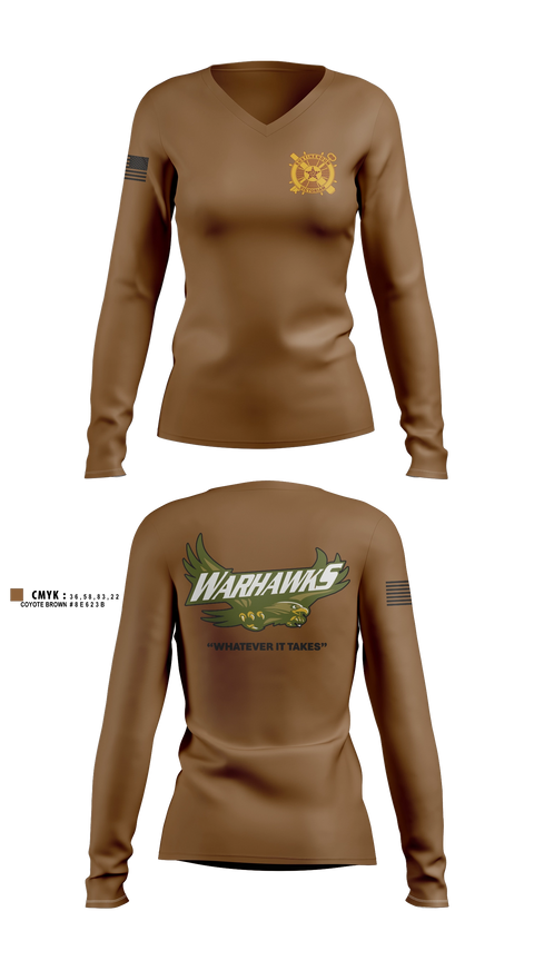 Womens Long Sleeve Vneck Shirt, 250th FSC, Army, Teamtime, Team time, sublimation, custom sports apparel, team uniforms, spirit wear, spiritwear, sports uniforms, custom shirts, team store, custom team store, fundraiser sports, apparel fundraiser