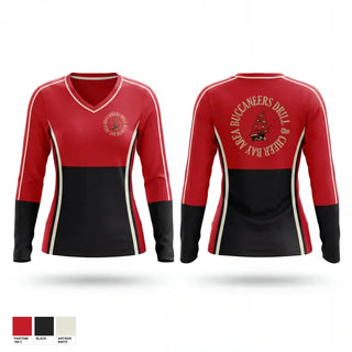 Womens Long Sleeve Vneck Shirt, Bay Area Sirens, Cheer, Teamtime, Team time, sublimation, custom sports apparel, team uniforms, spirit wear, spiritwear, sports uniforms, custom shirts, team store, custom team store, fundraiser sports, apparel fundraiser