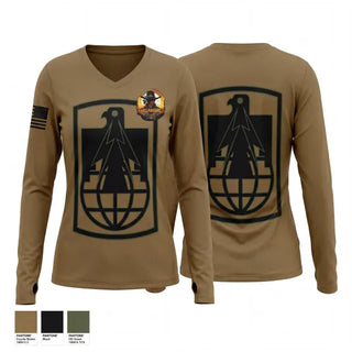 Womens Long Sleeve Vneck Shirt, HHC 11th CSB, Army, Teamtime, Team time, sublimation, custom sports apparel, team uniforms, spirit wear, spiritwear, sports uniforms, custom shirts, team store, custom team store, fundraiser sports, apparel fundraiser