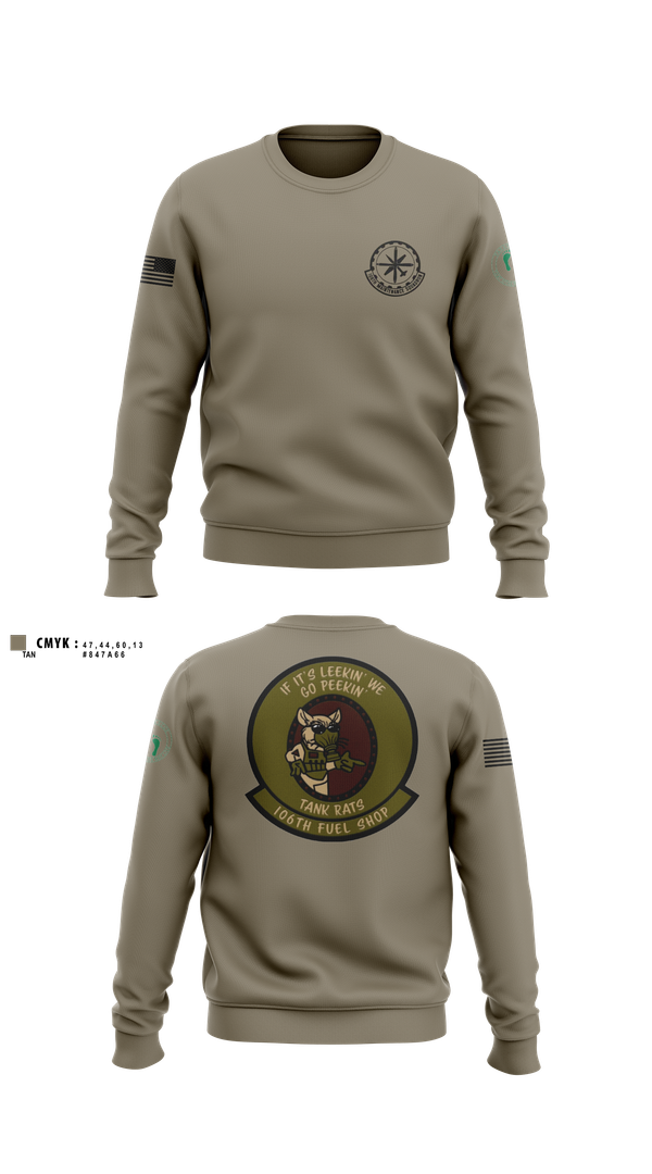 Crew Neck Sweatshirt, 106 Fuels Shop, National Guard, Teamtime, Team time, sublimation, custom sports apparel, team uniforms, spirit wear, spiritwear, sports uniforms, custom shirts, team store, custom team store, fundraiser sports, apparel fundraiser